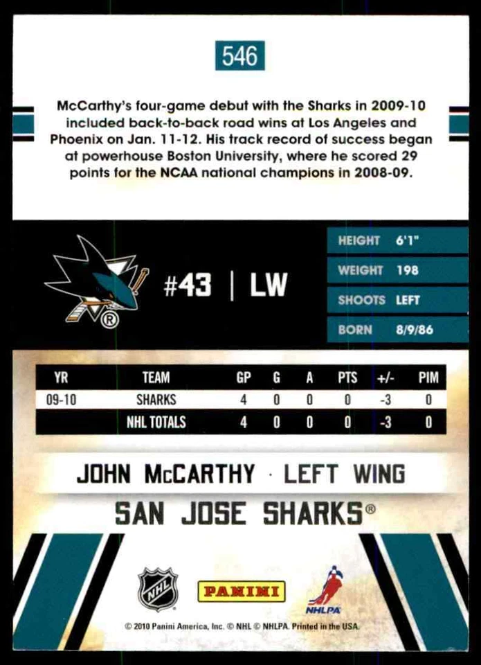 2010-11 Score John McCarthy RC #546 - Image 2 of 2