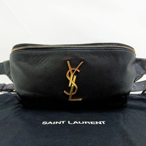 Saint Laurent FLY 5697 37.0219 Leather Shoulder Bag Black US 8.7in YSL Cassandra