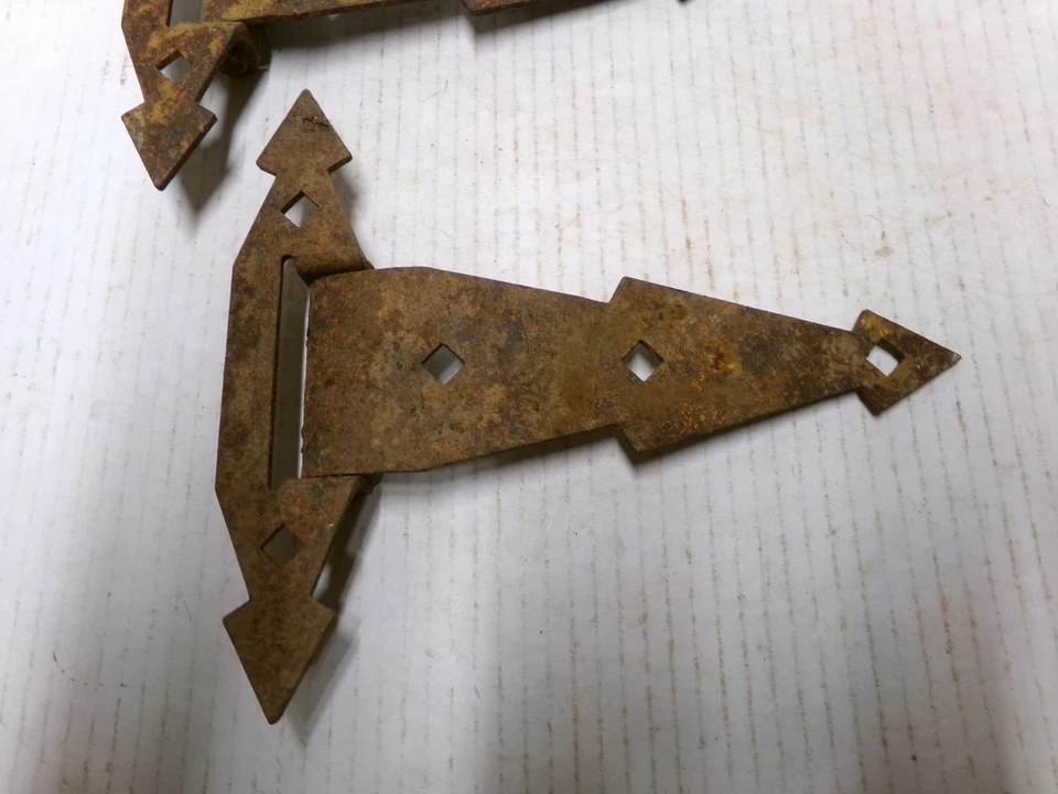 Antiga alça de ferro vintage porta celeiro armário dobradiças estilo flecha rústico - Imagem 3 de 4