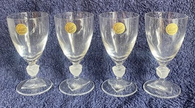 4 x Französische Cristal D'Arques Lucia Kristall Matt Rose Stiel Gläser Sehr guter Zustand