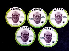 5 CRANE POTATO CHIP DISCS 1976 TERRY BRADSHAW FROM VENDING BOX..STEELERS.HOFAMER