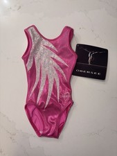 OBERSEE Child XXS Gymnastics Pink Fern Leotard One-Piece Athletic Activewear