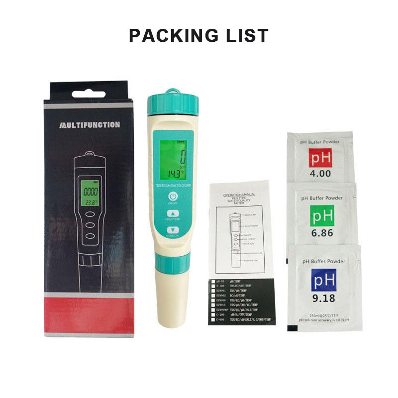 Testeur De Qualité D'eau Numérique 7 En 1 PH/TDS/EC/ORP/TEMP/SG