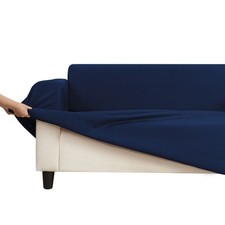 Home Living Suede Sofa Cover (Dark Blue) - 3 Seater
