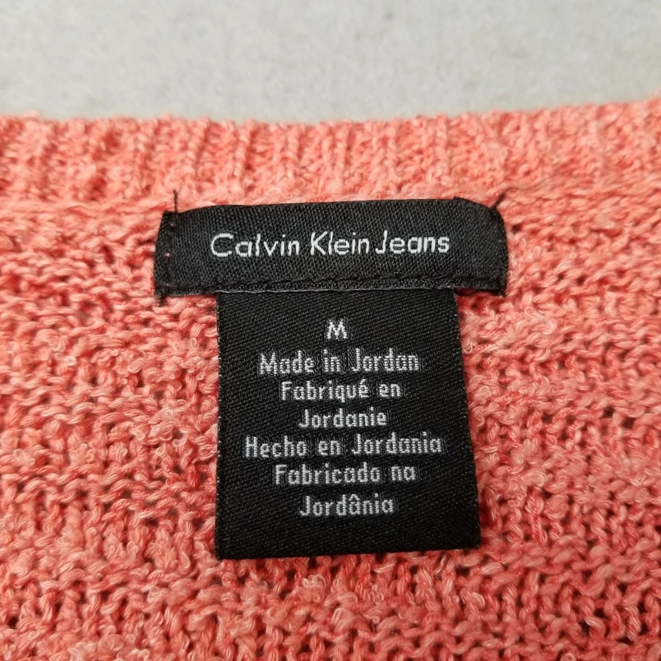 Suéter Calvin Klein Mujer Talla M Naranja Cuello en V Manga Larga Tejido Foto 3 de 4