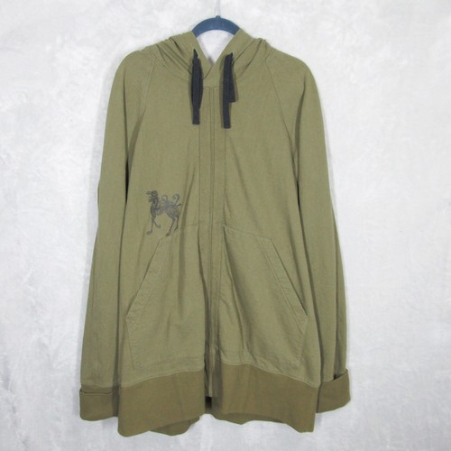 Ziggy Chen Olive Green Hoodie Sz 54 XXL Long Camel Graphic Designer Streetwear