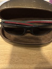 Gucci Sunglasses Black Green Red Web Stripe Square Frame Eyewear. 100 Authentic