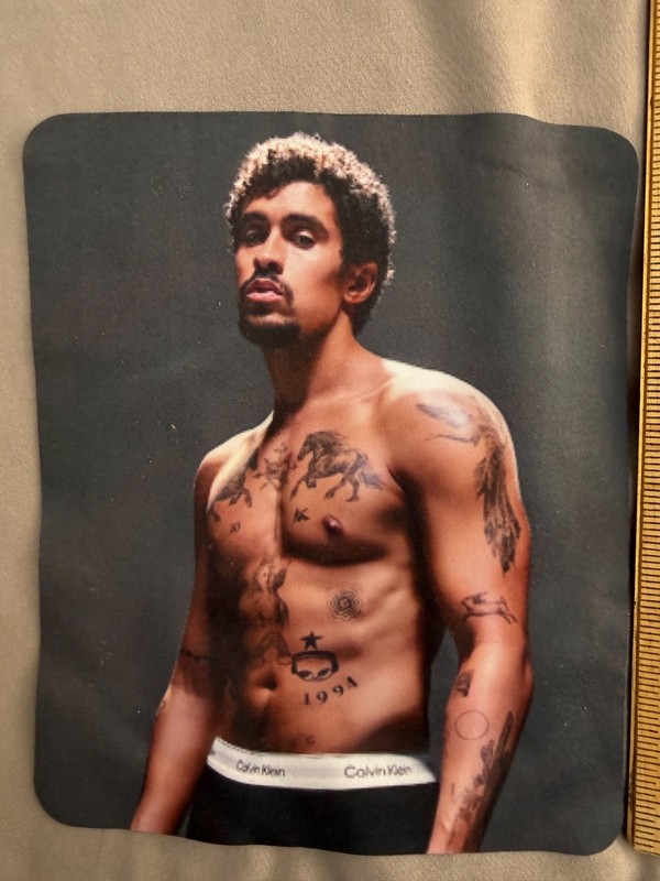 Bad Bunny microfiber eyeglass cleaning cloth shirtless tattoos Puerto Rico