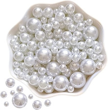 4 Size 330Pcs Assorted Pearls Beads No Holes White Pearls Beads 5Mm, 6Mm, 8Mm, 1