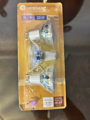2x GE Relax 35w Equiv 4w LED Bulbs GU10 Indoor Flood Warm White Dimmable 3-Pack