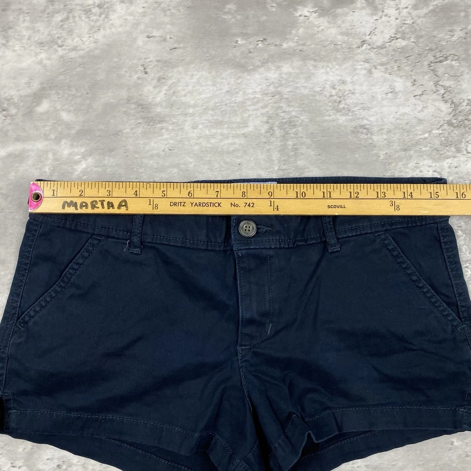 Micro shorts vintage ABERCROMBIE & FITCH 28 azul marino Y2K tiro bajo caqui Foto 3 de 4