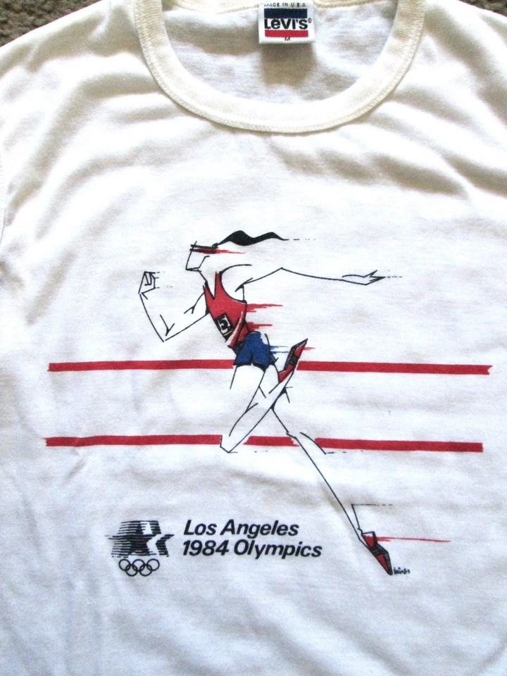 Camiseta sin mangas de colección 1984 Los Angeles Juegos Olímpicos de Verano para mujer M blanca Levis Track años 80 Foto 2 de 4