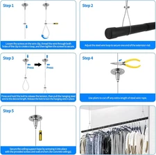 Ceiling Support for Closet Rod, Stainless Steel Ceiling Support Assembly, Hea...