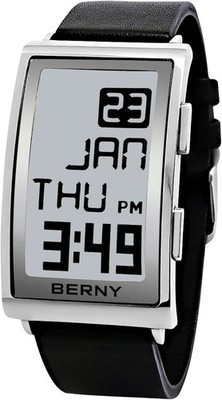Stylish Men's Digital Sports Watch with E-Ink Display and Leather Band