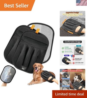 2 Pet Hair Removal Glove for Cats & Dogs, 5-Finger Electrostatic Reusable Gloves