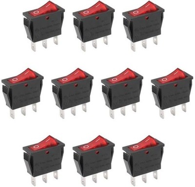SPST Rocker Swtch ON Off 3 Pin 16A 250V AC Red LED Illuminated Snap in Power