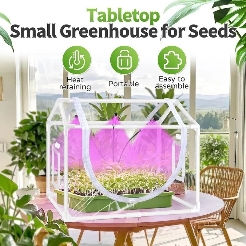Mini Invernadero Interior con Temporizador de Luz de Crecimiento Puerta con Cremallera PVC Cubierta Plantas Nuevo Foto 4 de 4