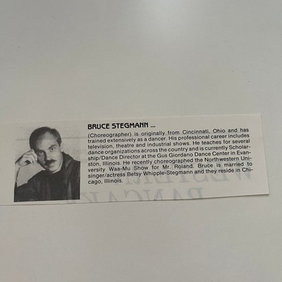 Bruce Stegmann Is Scholarship/Dance Director 1988 Warsaw IN Clipping SAH4-H6