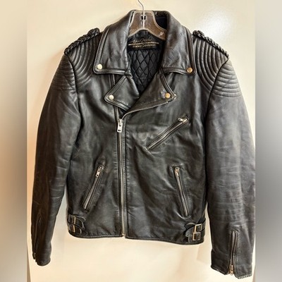 Vtg Hein Gericke Harley Davidson Leather Motorcycle Jacket 40 Tall Braided Biker