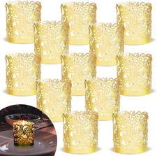 48-Pack Luxurious Gold Laser Cut Candle Holders - Ideal for Parties  Weddings