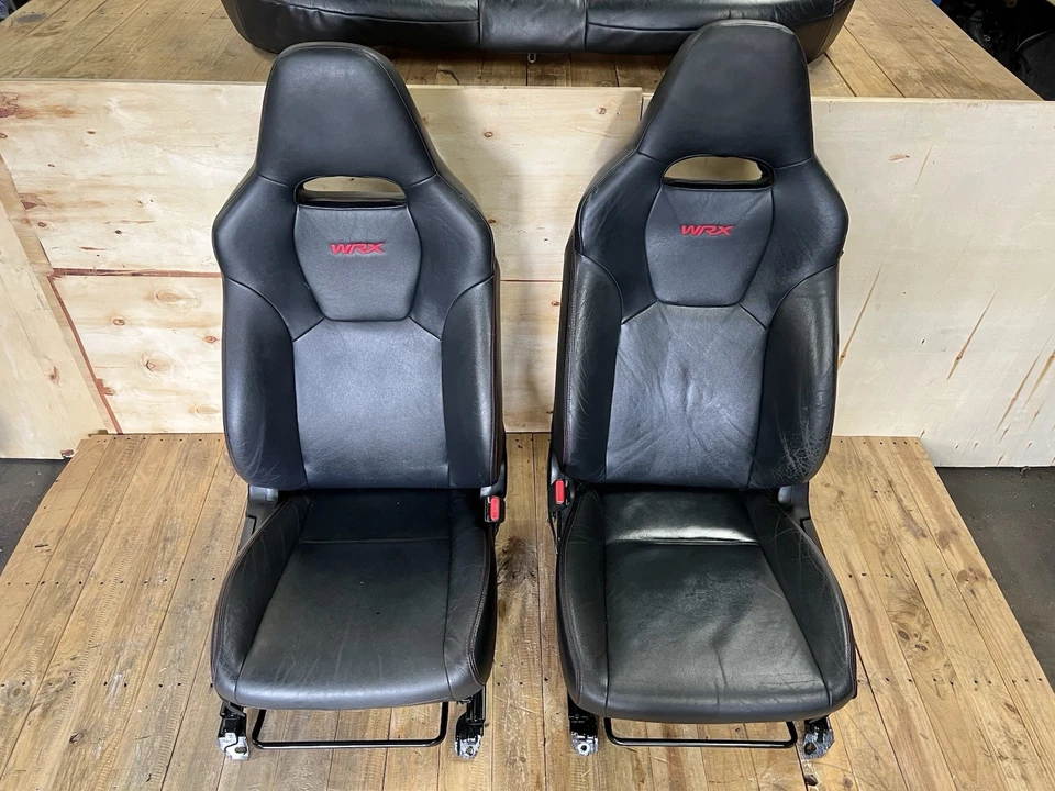 2008-2014 SUBARU IMPREZA WRX BLACK LEATHER HEATED FRONT & REAR SEATS SET OEM - Image 2 of 4