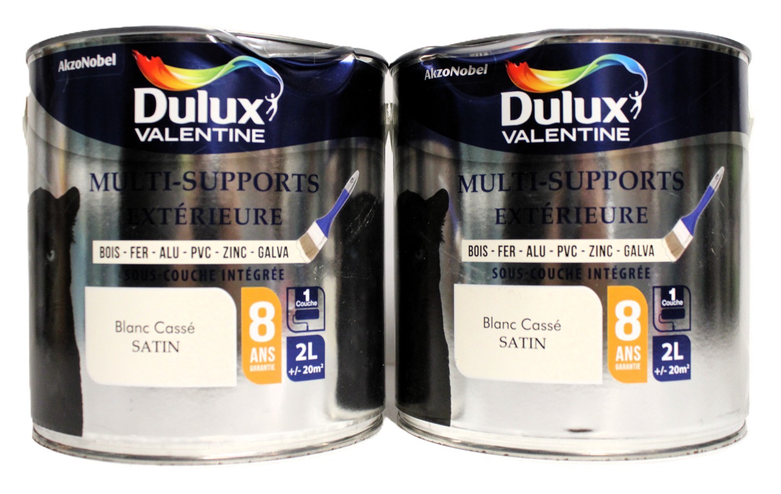 Lot peinture Dulux Valentine Blanc Cassé 2x2L acrylique intérieur lessivable