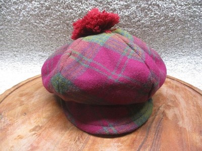 Vintage B.P. Sports Hat Newsboy Fitted Mens 7 Multicolor Tartan Wool Scotland