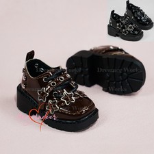 1/4MSD BJD PUNK Thich Sole Student Shoes Star Buckle Lace-up Patent Brown Black
