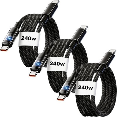 3er Pack USB C auf USB C Kabel 2M 240W Nylon Schnell Ladekabel kompatibel mit