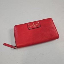 Kate Spade Wilson Road Neda large Wallet Red Zip Around Pebbled