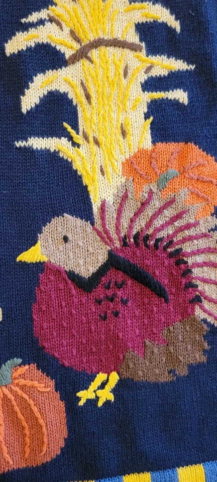 Quacker Factory Halloween Fall Scarecrow turkey cardigan sweater Thanksgiving 1X - Image 4 of 4