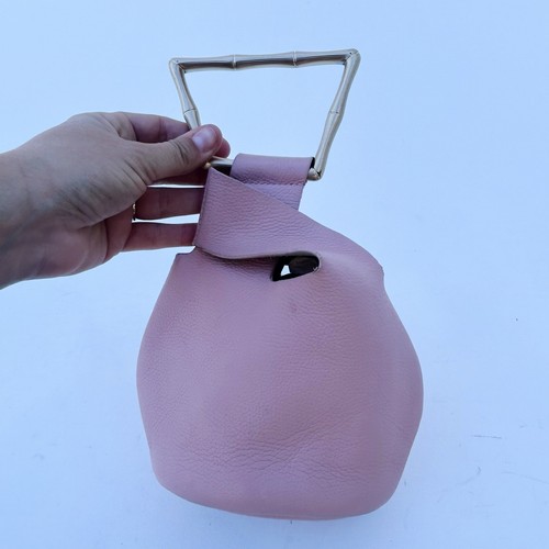Cult Gaia Pink Mini Astraea Tote Bag Purse Blush Gold Leather Statement - Picture 6 of 10