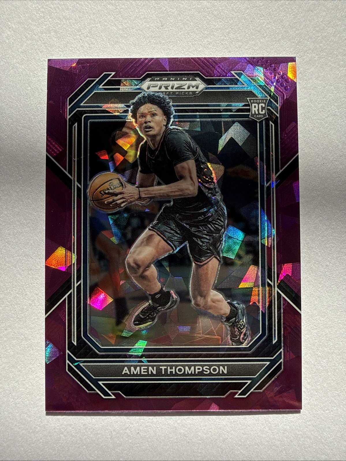 2023-24 Panini Prizm Draft Picks Purple Ice /149 Amen Thompson #4 Rookie RC