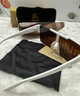 Burberry Oversized Sunglasses White Plastic Frame Gray Tinted Lens Case — photo 3