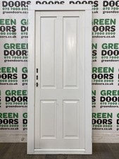 WOODEN HARDWOOD BACK DOOR WHITE EXTERNAL EXTERIOR WOOD AND FRAME TIMBER USED