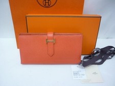 Hermes B arn Soufflet Long Wallet Rose Jaipur Leather Stamp A