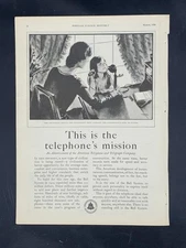 Magazine Ad - 1930 - AT&T / Bell System - This is the telephone's mission - (#2)