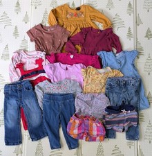 Baby Girl Clothing 16 Pc Lot 12-24M Carter  s Gap Cat  Jack Dresses Jeans Outfit