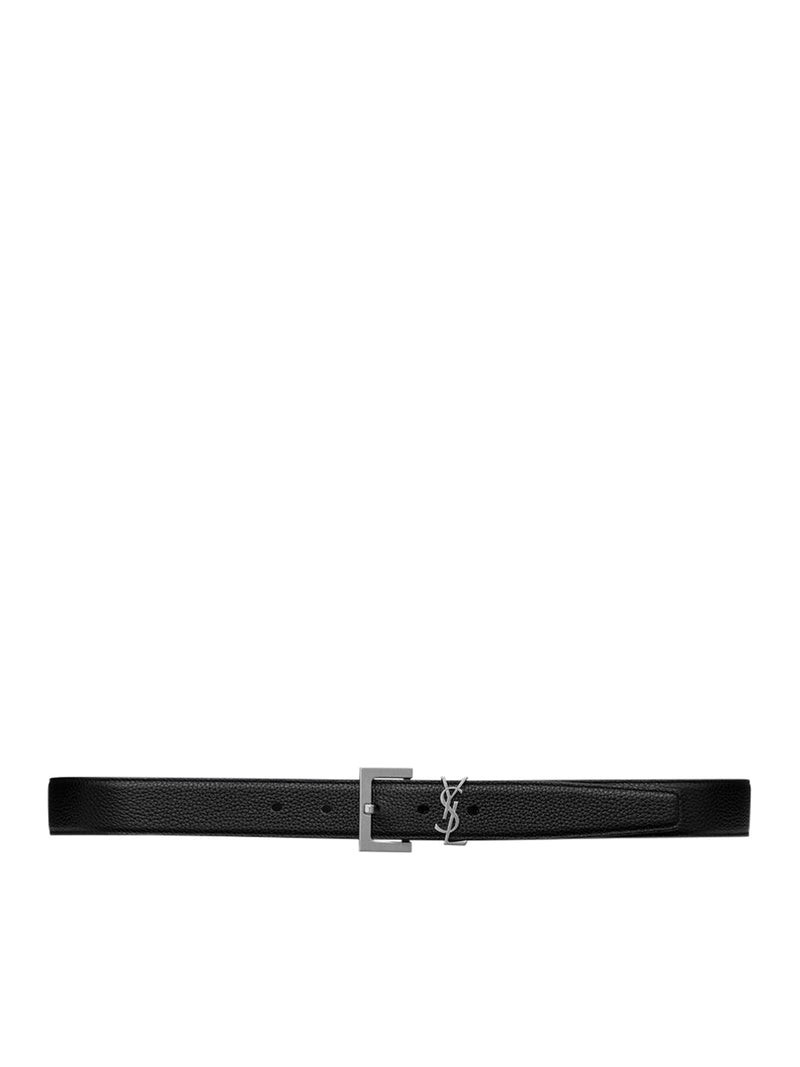 SAINT LAURENT $590 Black Cassandre Men's Leather Belt New & Authentic