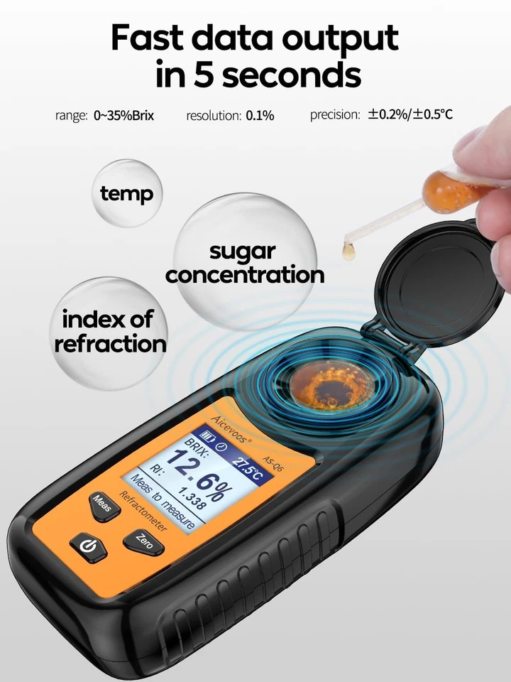 Easy-to-Clean Digital Refractometer - 3 AAA Batteries - Image 4 of 4