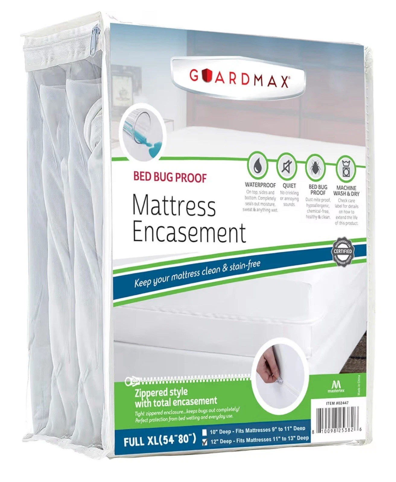 Guardmax Bed Bug Proof Waterproof Mattress Encasement Full Zipper 54x75