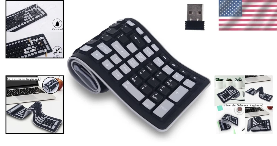 Wireless Silicone Keyboard Foldable Portable Waterproof Dustproof for Travel - Image 2 of 4