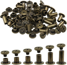 120Pcs Chicago Screws Kit M5 Leather Rivets Binding Screws Bronze 6 Sizes