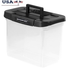 Durable Plastic Letter Legal File Storage Box W/ Locking Lid Portable Organizer