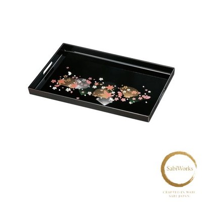 Neu Nakanishi Kogei Tablett Lang Tablett Schwarz Nishiki Shunju 48cm