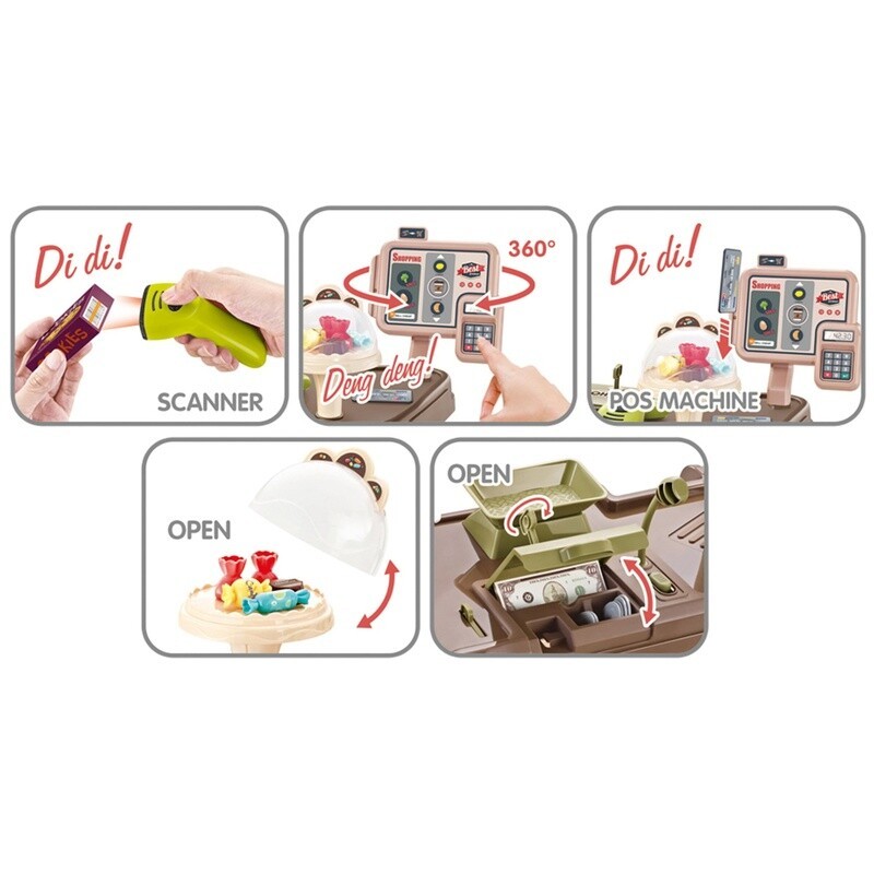 как выглядит Supermarket Play Set Toddlers W/ Shopping Cart Cash Register Play Food 64 Pieces фото