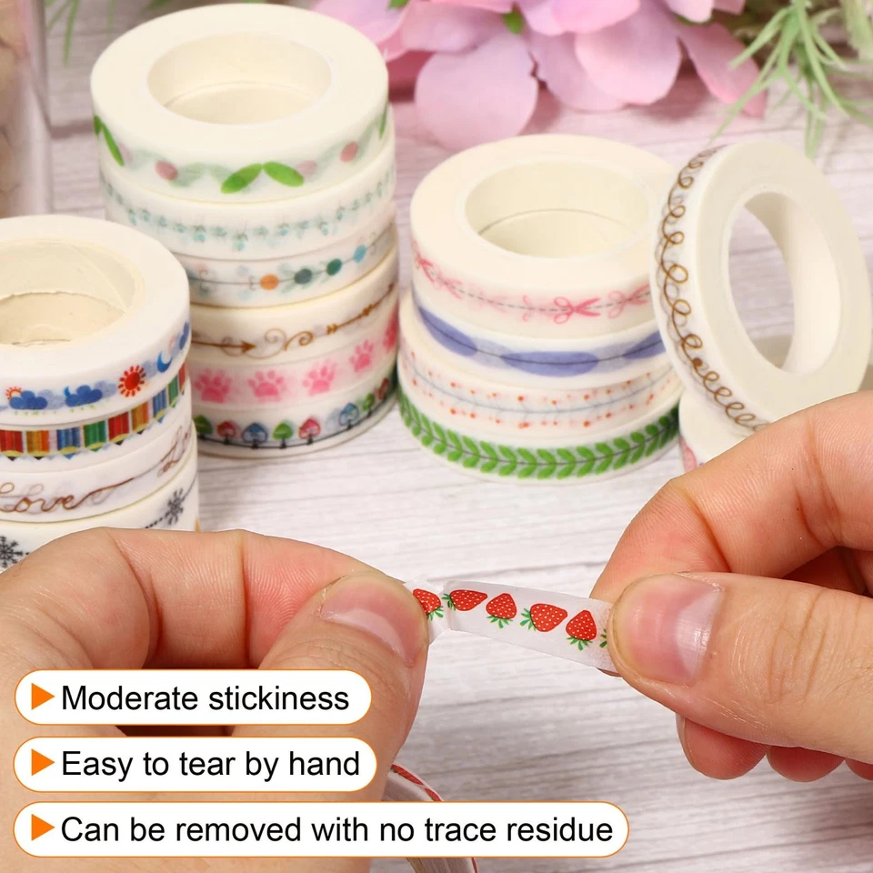 3pcs 8mmx10m Washi Tape Masking Sticker, Flag, Snow, Love - Image 4 of 4