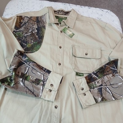 NWT Gander Mtn Shooting Hunting Shirt XL Tan Camo Shooter Patch Reinforced 
