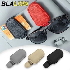 Car Sun Visor Glasses Holder Clip PU Leather Sunglasses Card Storage Case