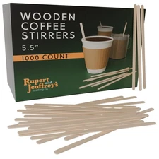 [1,000 Count] Birch Wood Stir Sticks for Coffee Bar, Wooden Stir Sticks for C...